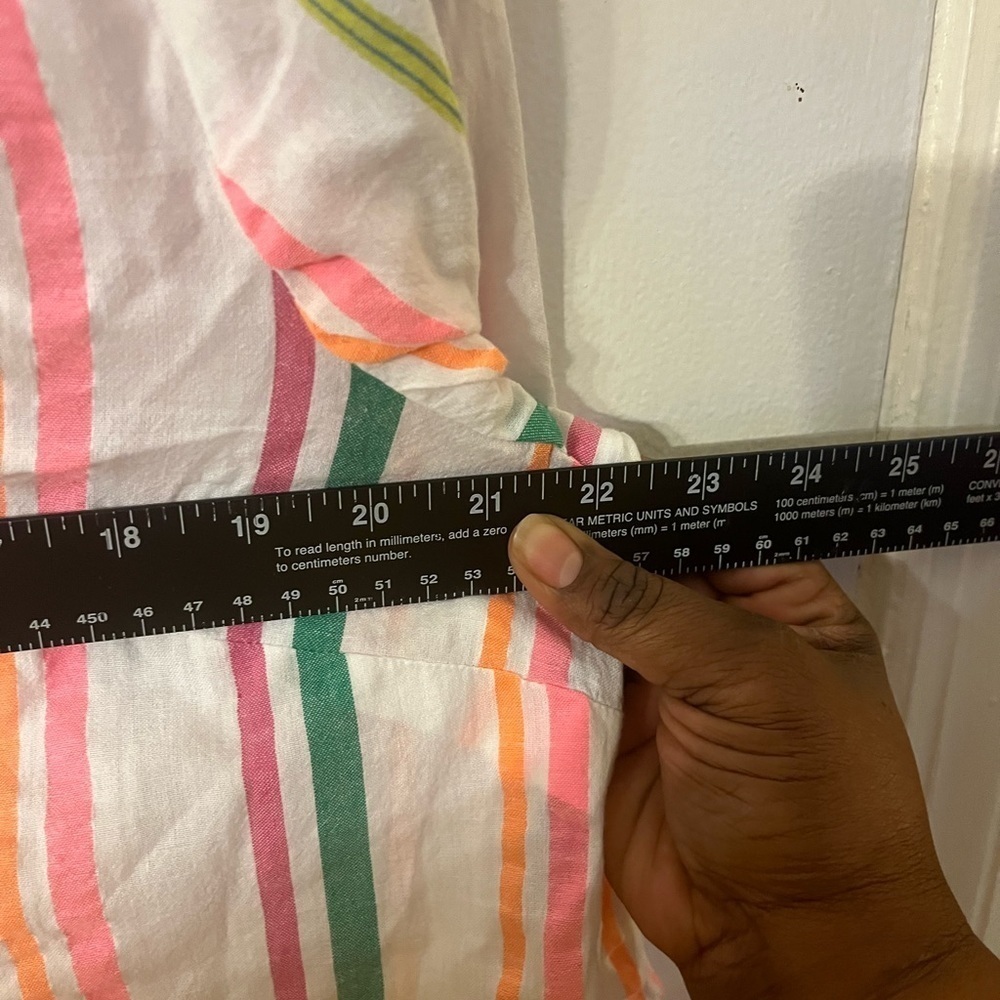 Talbots Xl Rainbow Stripe Tunic Top Button Front … - image 7